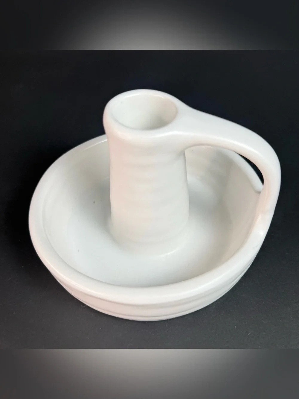 IKEA GODTAGBAR Candlestick Candle Holder with Handle Ceramic White 8 cm 3
